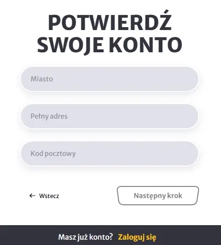 formularz rejestracyjny czwarty krok casino Hell Spin